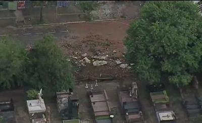 Muro de cemitério desaba após fortes chuvas em São Paulo