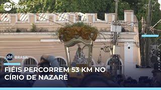 Milhares de fiéis percorrem 53 km no maior traslado do Círio de Nazaré, em Belém | #SBTBrasil 
