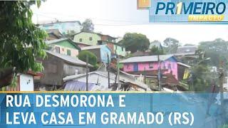 Chuvas no RS: rua desmorona em Gramado e força saída de moradores | Primeiro Impacto (13/05/24)