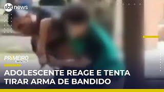 Flagra e risco: Adolescente reage a assalto e desarma criminoso em praça | #PrimeiroImpacto