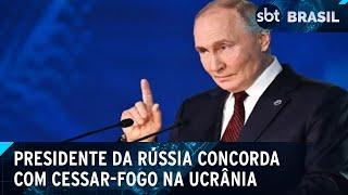 Putin diz concordar com acordo de cessar-fogo na Ucrânia e cita Brasil | SBT Brasil (13/03/25)