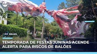 Bombeiros entram em alerta para riscos com balões antes das festas juninas | SBT Brasil (24/05/25)