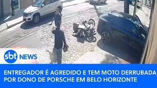 Entregador é agredido e tem moto derrubada por dono de Porsche em Belo Horizonte