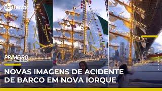 Novo vídeo mostra veleiro batendo em ponte em Nova Iorque | Primeiro Impacto (20/05/26)
