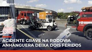Acidente entre carro e caminhão deixa dois feridos na Anhanguera, em SP | #AquiAgora