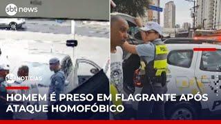Homem é preso por homofobia após atacar cliente de lavanderia em SP | #SBTNotícias 1ª Edição