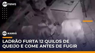Ladrão “comilão” invade lanchonete e furta 12 quilos de queijo | #SBTManhã (28/05/25)