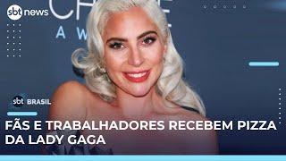 Lady Gaga manda entregar 80 caixas de pizza para fãs na frente do hotel | SBT Brasil (30/04/25)