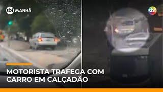 Motorista é flagrado dirigindo sobre calçadão de Niterói (RJ) | #SBTManha