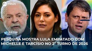 Pesquisa mostra Lula empatado com Michelle e Tarcísio no 2º turno de 2026