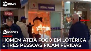 Homem ateia fogo em lotérica e causa pânico em shopping | #SBTNoticias 1ª Edição