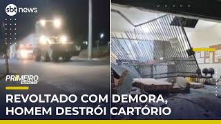 Empresário invade cartório com retroescavadeira durante divórcio | #PrimeiroImpacto