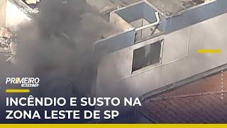 Incêndio atinge prédio desativado na zona leste de SP | #PrimeiroImpacto