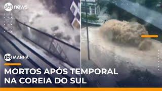 Temporal alaga metrô e deixa mortos em Seul, na Coreia do Sul | #SBTManhã