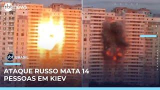 Ataque russo atinge prédio residencial e mata 14 pessoas em Kiev, na Ucrânia | #SBTBrasil 