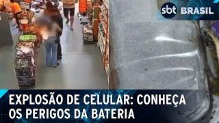 Celular explode no bolso de mulher em Anápolis (GO); como evitar? | SBT Brasil (11/02/25)