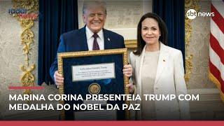 Maria Corina entrega medalha do Nobel da Paz a Trump em reunião nos EUA
