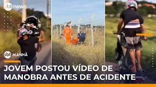 Jovem morre ao tentar manobra perigosa de moto em Varginha (MG) | #SBTManhã
