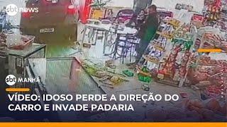 Idoso perde controle e invade padaria com carro no RS; três pessoas ficam feridas | #SBTManhã