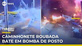 Motorista bate em bomba de posto e causa explosão na Austrália | #PrimeiroImpacto
