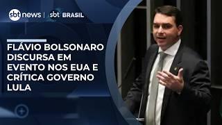 Flávio Bolsonaro discursa em evento conservador dos EUA e critica governo Lula 