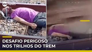 Desafio com trem passando por cima de homem vira caso de polícia | #PrimeiroImpacto