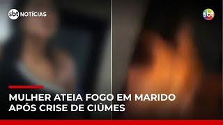 Mulher é presa após esfaquear e atear fogo em companheiro em Goiânia | #SBTNotícias
