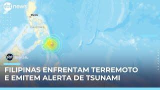 Terremoto de magnitude 7,4 nas Filipinas provoca duas mortes e alerta de tsunami | #SBTBrasil 