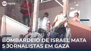 Vídeo mostra momento em que míssil israelense atinge jornalistas em Gaza | #SBTNews