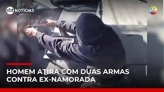 Homem atira seis vezes e com 2 armas contra ex-mulher em pastelaria de SP | #SBTNotícias
