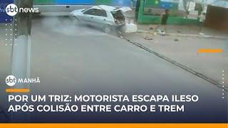 Câmeras flagram acidente de motorista que escapa ileso após colisão em João Pessoa | #SBTManhã