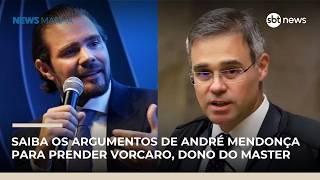 Saiba os argumentos de André Mendonça para prender Vorcaro, dono do Banco Master | #NewsManhã