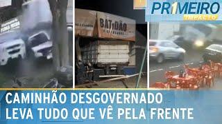 Caminhão desgovernado atinge carros e deixa feridos em Birigui (SP) | Primeiro Impacto (23/01/25)