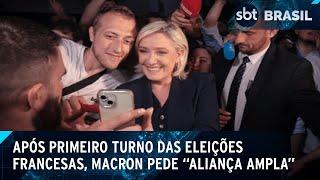 Macron pede "aliança ampla" após extrema-direita vencer primeiro turno | SBT Brasil (01/07/24)