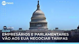 Comitiva de empresários e parlamentares brasileiros vai aos EUA negociais tarifas | #SBTBrasil