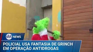 Policial vestido de Grinch lidera operação contra tráfico de drogas | #SBTNews (23/12/24)