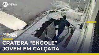 Estudante é “engolido” por cratera ao caminhar em calçada de Manaus | #PrimeiroImpacto