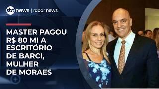 Master repassou R$ 80 mi a escritório de mulher de Moraes, mostram documentos | #RadarNews
