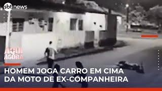 Homem tenta atropelar ex e atual namorado dela no AM; vítimas estavam de moto | #AquiAgora