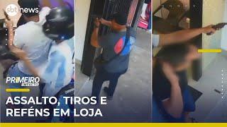 Flagra: Assalto com reféns termina em tiroteio em loja de celulares | #PrimeiroImpacto