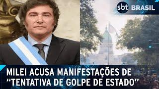 Governo de Milei diz que protestos na Argentina são "tentativa de golpe" | SBT Brasil (13/03/25)