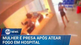 Mulher de 20 anos é presa por incendiar recepção de hospital | #SBTNews (24/12/24)