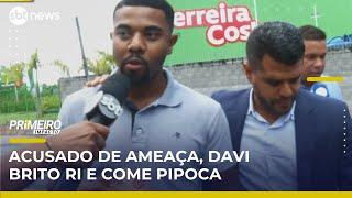 Acusado de ameaça, Davi Brito sai da delegacia rindo e comendo pipoca | Primeiro Impacto (30/05/25)