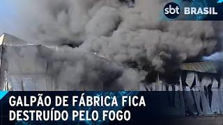 Incêndio atinge fábrica de alimentos em Cachoeirinha, em Porto Alegre | SBT Brasil (22/02/25)