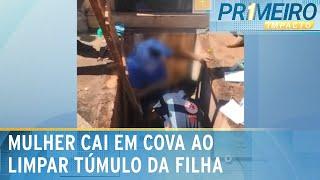 Mulher cai em cova ao limpar túmulo da filha em cemitério de SP | Primeiro Impacto (12/03/25)