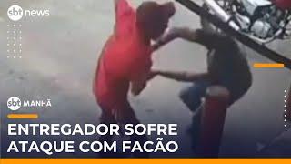 Entregador é atacado com facão durante entrega; agressor sequer conhecia a vítima | #SBTManhã