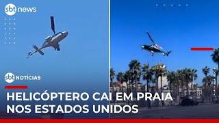 Queda de helicóptero deixa 5 feridos na Califórnia | #SBTNoticias