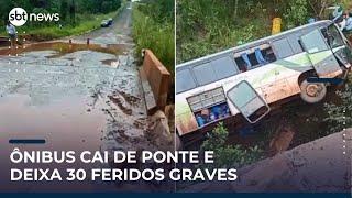Ônibus com trabalhadores cai de ponte e deixa 40 feridos | #SBTNews Manhã (30/04/25)