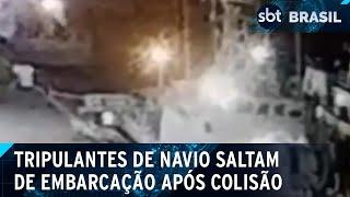 Marinha investiga a colisão de navio petroleiro em Santos (SP)  | SBT Brasil (14/03/25)