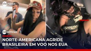 Brasileira é agredida por norte-americana em voo nos EUA | #SBTNotícias